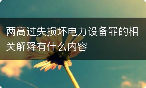 两高过失损坏电力设备罪的相关解释有什么内容