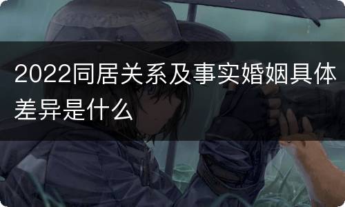 2022同居关系及事实婚姻具体差异是什么