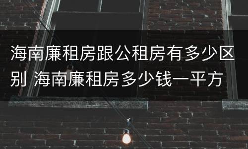 海南廉租房跟公租房有多少区别 海南廉租房多少钱一平方