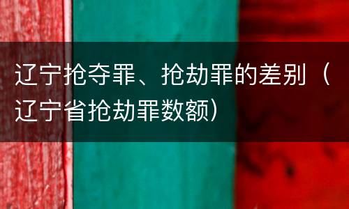 辽宁抢夺罪、抢劫罪的差别（辽宁省抢劫罪数额）