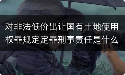 对非法低价出让国有土地使用权罪规定定罪刑事责任是什么