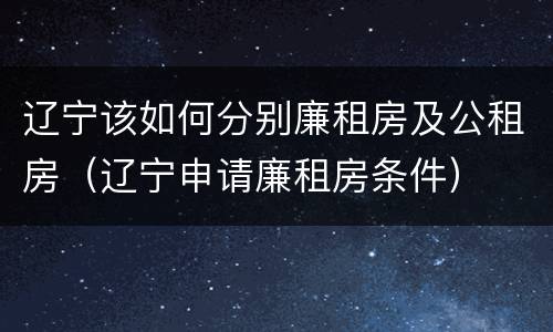 辽宁该如何分别廉租房及公租房（辽宁申请廉租房条件）