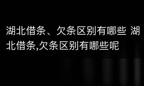湖北借条、欠条区别有哪些 湖北借条,欠条区别有哪些呢