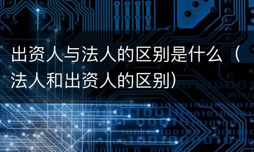 出资人与法人的区别是什么（法人和出资人的区别）