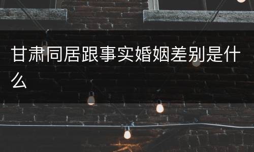 甘肃同居跟事实婚姻差别是什么