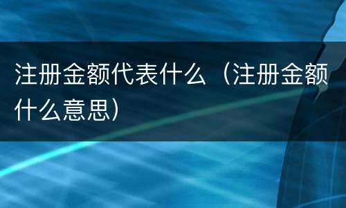 注册金额代表什么（注册金额什么意思）