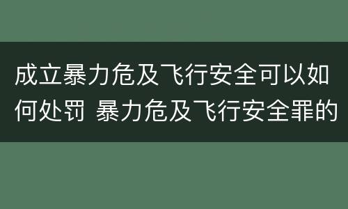 成立暴力危及飞行安全可以如何处罚 暴力危及飞行安全罪的构成要件