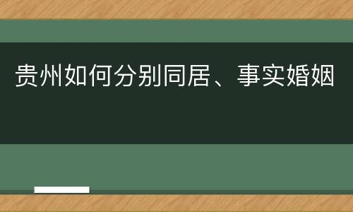 贵州如何分别同居、事实婚姻
