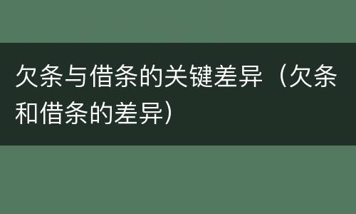 欠条与借条的关键差异（欠条和借条的差异）