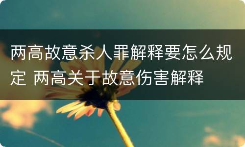 两高故意杀人罪解释要怎么规定 两高关于故意伤害解释
