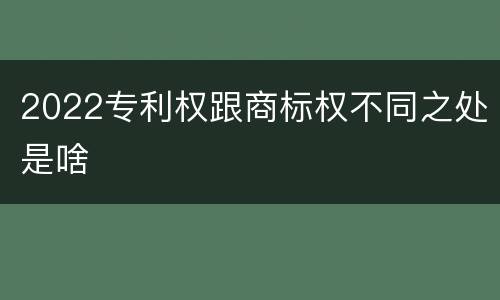 2022专利权跟商标权不同之处是啥
