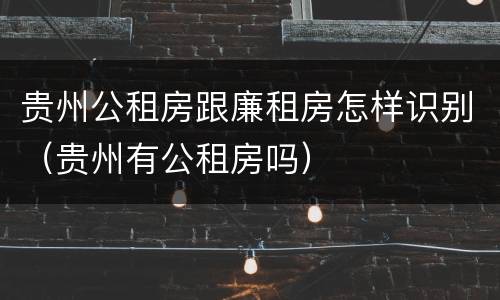 贵州公租房跟廉租房怎样识别（贵州有公租房吗）