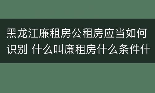 黑龙江廉租房公租房应当如何识别 什么叫廉租房什么条件什么叫公租房
