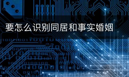 要怎么识别同居和事实婚姻