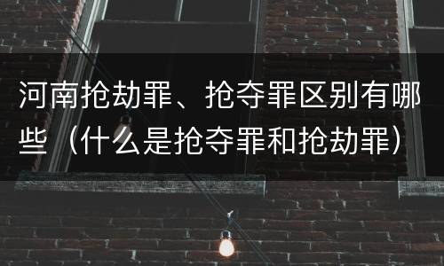 河南抢劫罪、抢夺罪区别有哪些（什么是抢夺罪和抢劫罪）