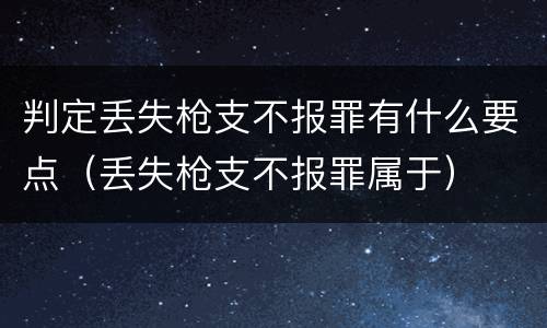 判定丢失枪支不报罪有什么要点（丢失枪支不报罪属于）