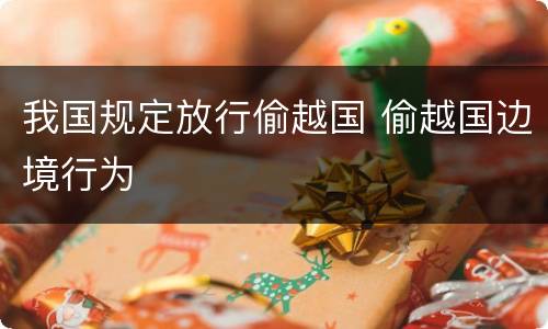 我国规定放行偷越国 偷越国边境行为