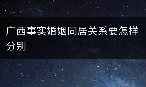 广西事实婚姻同居关系要怎样分别