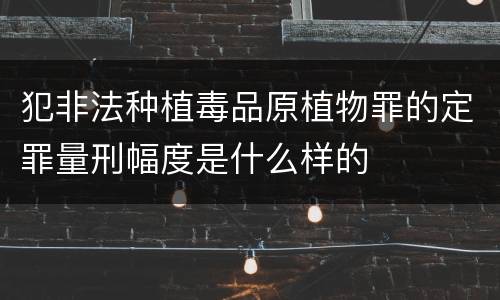 犯非法种植毒品原植物罪的定罪量刑幅度是什么样的