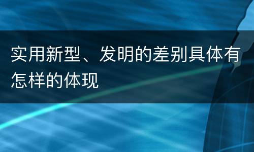 实用新型、发明的差别具体有怎样的体现