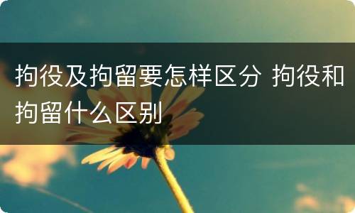 拘役及拘留要怎样区分 拘役和拘留什么区别