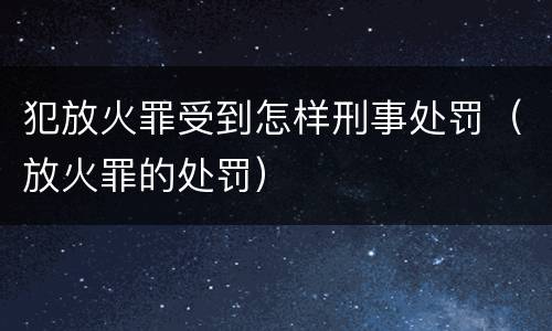 犯放火罪受到怎样刑事处罚（放火罪的处罚）