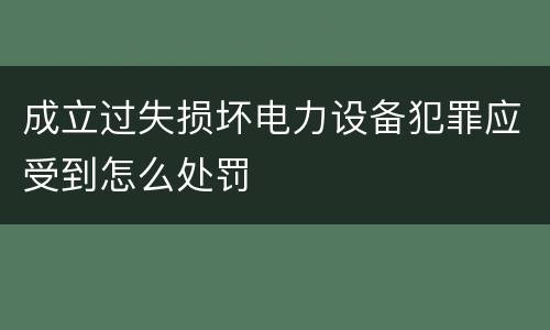 成立过失损坏电力设备犯罪应受到怎么处罚