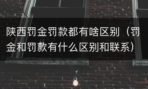 陕西罚金罚款都有啥区别（罚金和罚款有什么区别和联系）