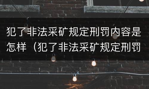 犯了非法采矿规定刑罚内容是怎样（犯了非法采矿规定刑罚内容是怎样规定的）