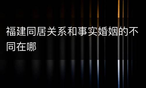 福建同居关系和事实婚姻的不同在哪