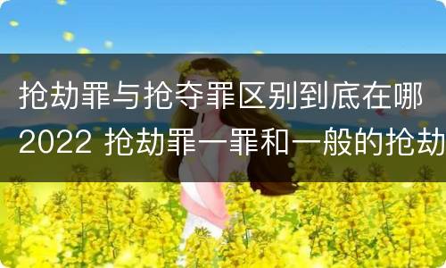 抢劫罪与抢夺罪区别到底在哪2022 抢劫罪一罪和一般的抢劫罪
