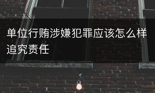 单位行贿涉嫌犯罪应该怎么样追究责任