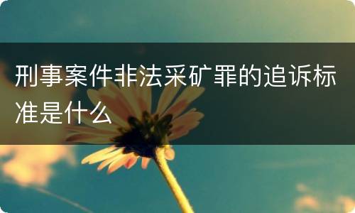 刑事案件非法采矿罪的追诉标准是什么