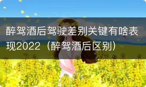 醉驾酒后驾驶差别关键有啥表现2022（醉驾酒后区别）