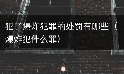 犯了爆炸犯罪的处罚有哪些（爆炸犯什么罪）