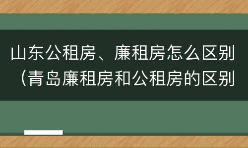 山东公租房、廉租房怎么区别（青岛廉租房和公租房的区别）