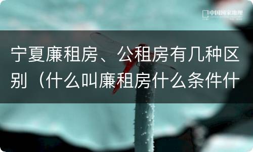 宁夏廉租房、公租房有几种区别（什么叫廉租房什么条件什么叫公租房）