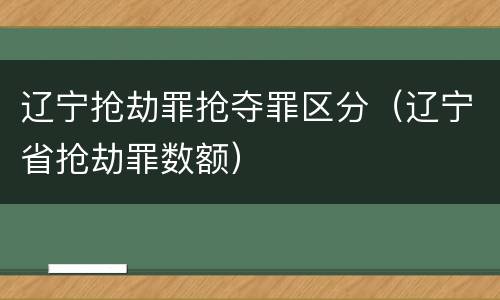 辽宁抢劫罪抢夺罪区分（辽宁省抢劫罪数额）