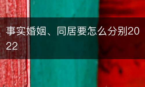 事实婚姻、同居要怎么分别2022