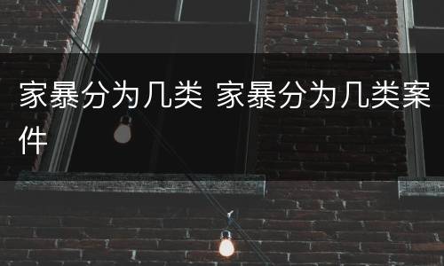 家暴分为几类 家暴分为几类案件