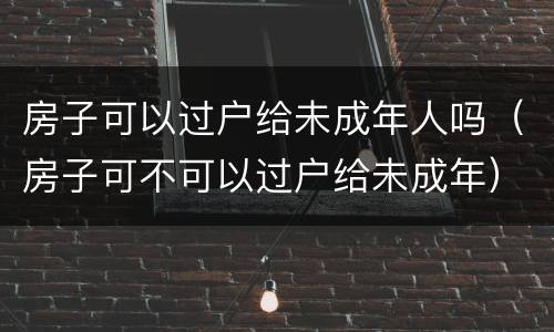 房子可以过户给未成年人吗（房子可不可以过户给未成年）