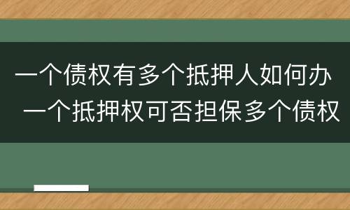 一个债权有多个抵押人如何办 一个抵押权可否担保多个债权
