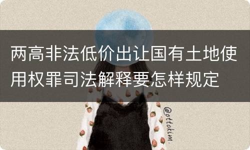两高非法低价出让国有土地使用权罪司法解释要怎样规定