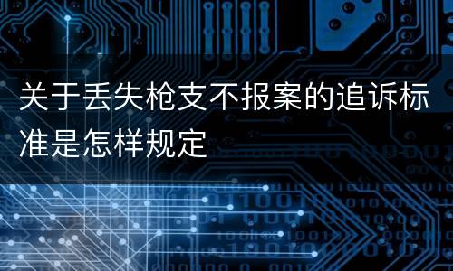 关于丢失枪支不报案的追诉标准是怎样规定
