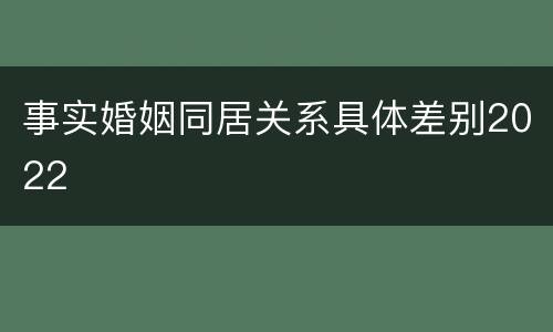 事实婚姻同居关系具体差别2022