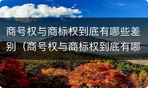 商号权与商标权到底有哪些差别（商号权与商标权到底有哪些差别呢）