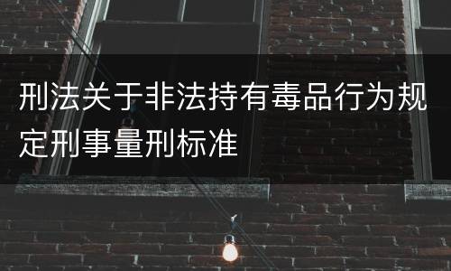 刑法关于非法持有毒品行为规定刑事量刑标准