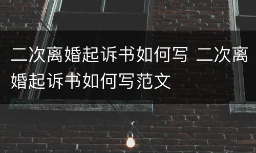 二次离婚起诉书如何写 二次离婚起诉书如何写范文