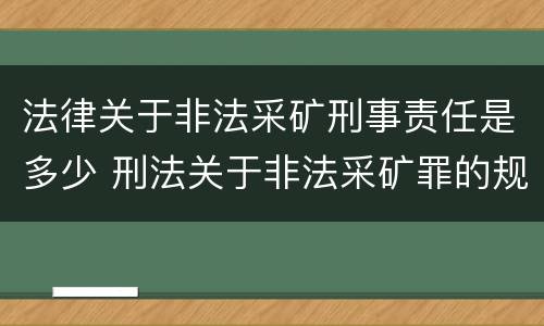 法律关于非法采矿刑事责任是多少 刑法关于非法采矿罪的规定