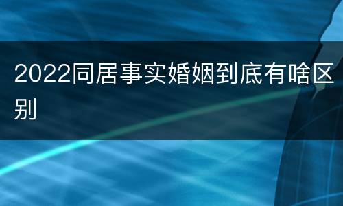 2022同居事实婚姻到底有啥区别